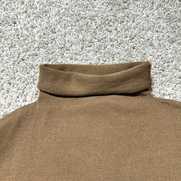 Carlisle Women's Sz Large Sleeveless Brown Turtleneck Top 100% Merino Wool - Picture 3 of 8